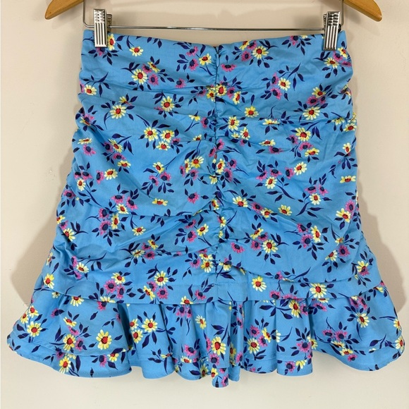 ZARA Sky Blue Floral Printed Mini Skirt Medium - Picture 6 of 13